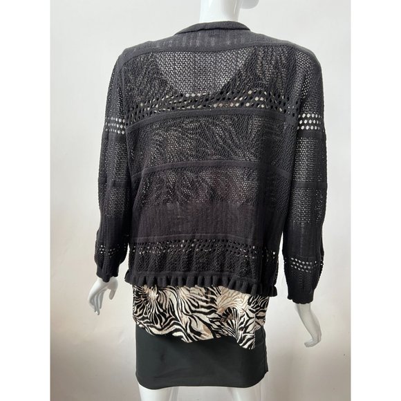 I.N. Studio Pattern Weave Sweater  XL Black   60% Cotton 40% Acrylic - Picture 2 of 16